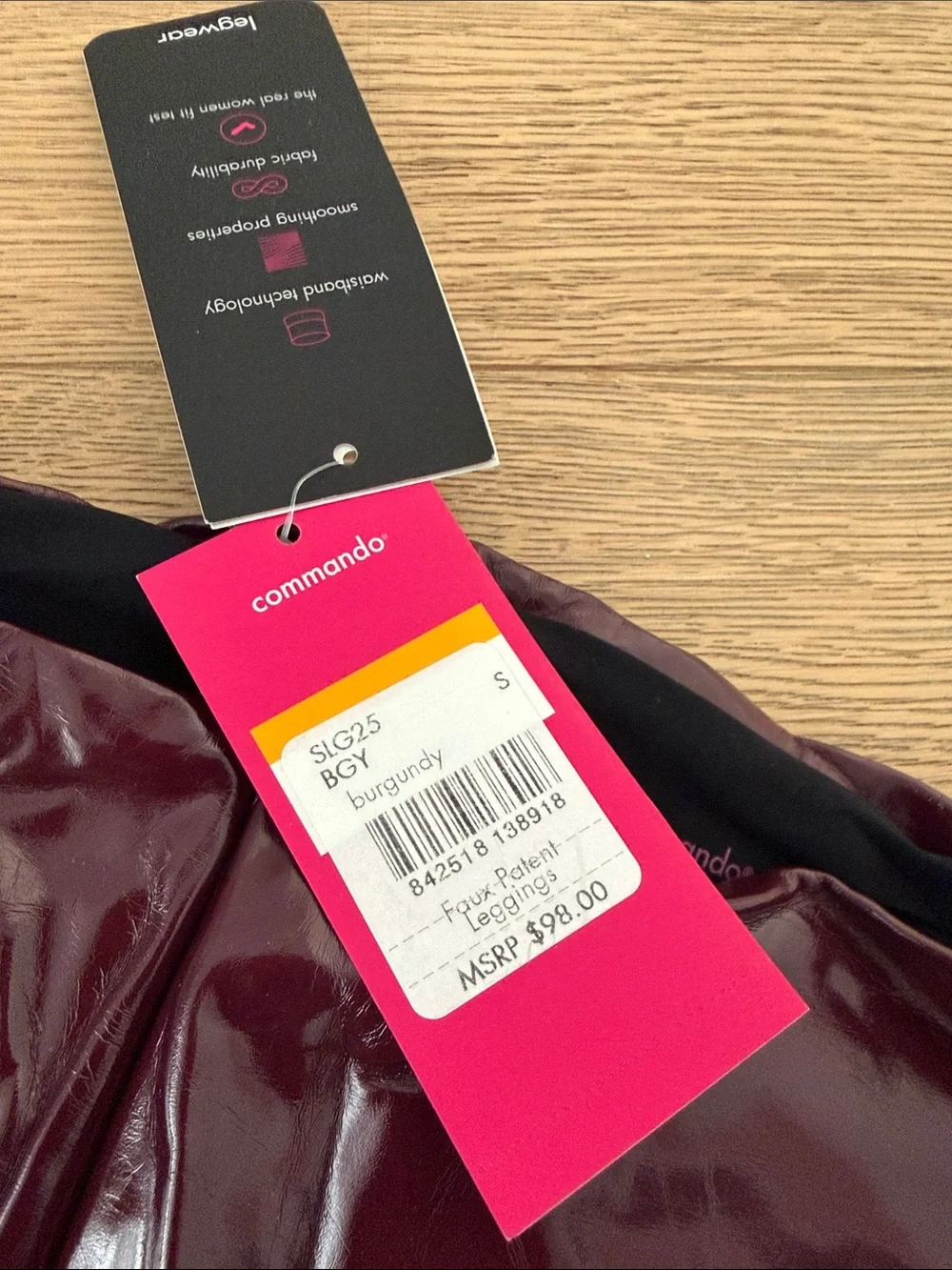 Commando faux leggings High-Shine Burgundy Vinyl Leggings S - Picture 2 of 3